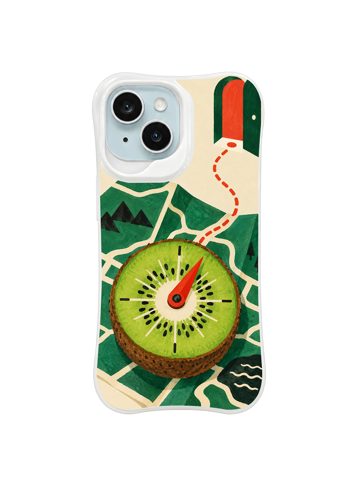 The Kiwi Compass Table iPhone case pattern 4 with kiwi seed compass marks
