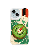 The Kiwi Compass Table iPhone case pattern 5 with black route and tomato doorway