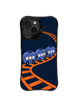 The Blueberry Night Train iPhone case pattern 3 with three berry carriages at night
