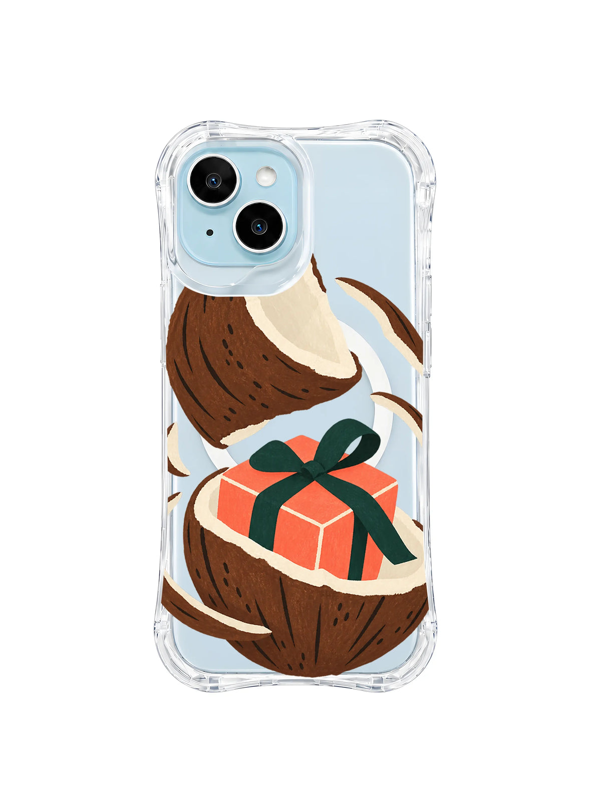 Coconut parcel orbit artwork pattern 2 on a transparent iPhone case
