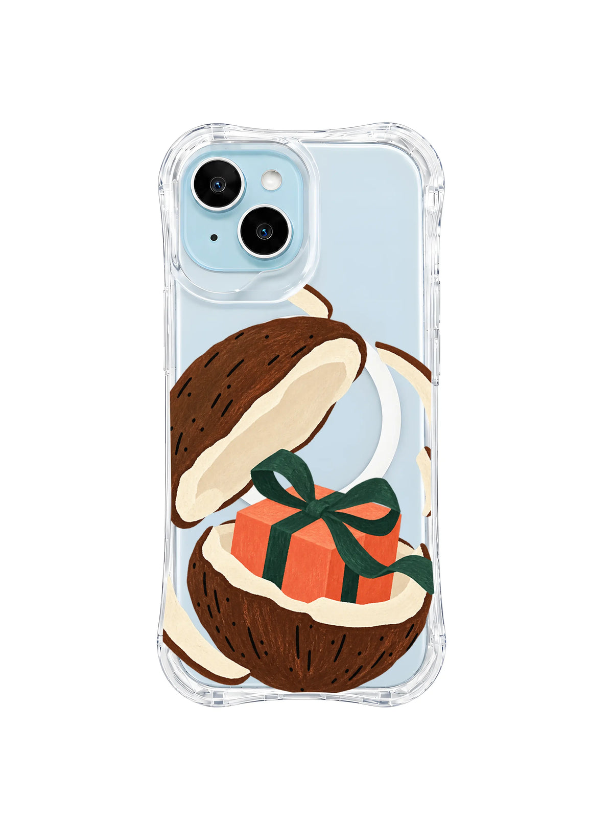 Coconut parcel orbit artwork pattern 4 on a transparent iPhone case