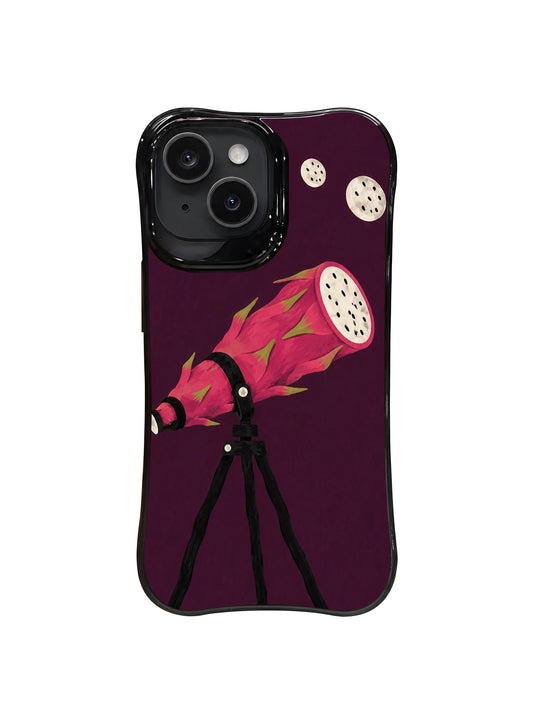 Dragon fruit telescope artwork pattern 1 on a black iPhone case