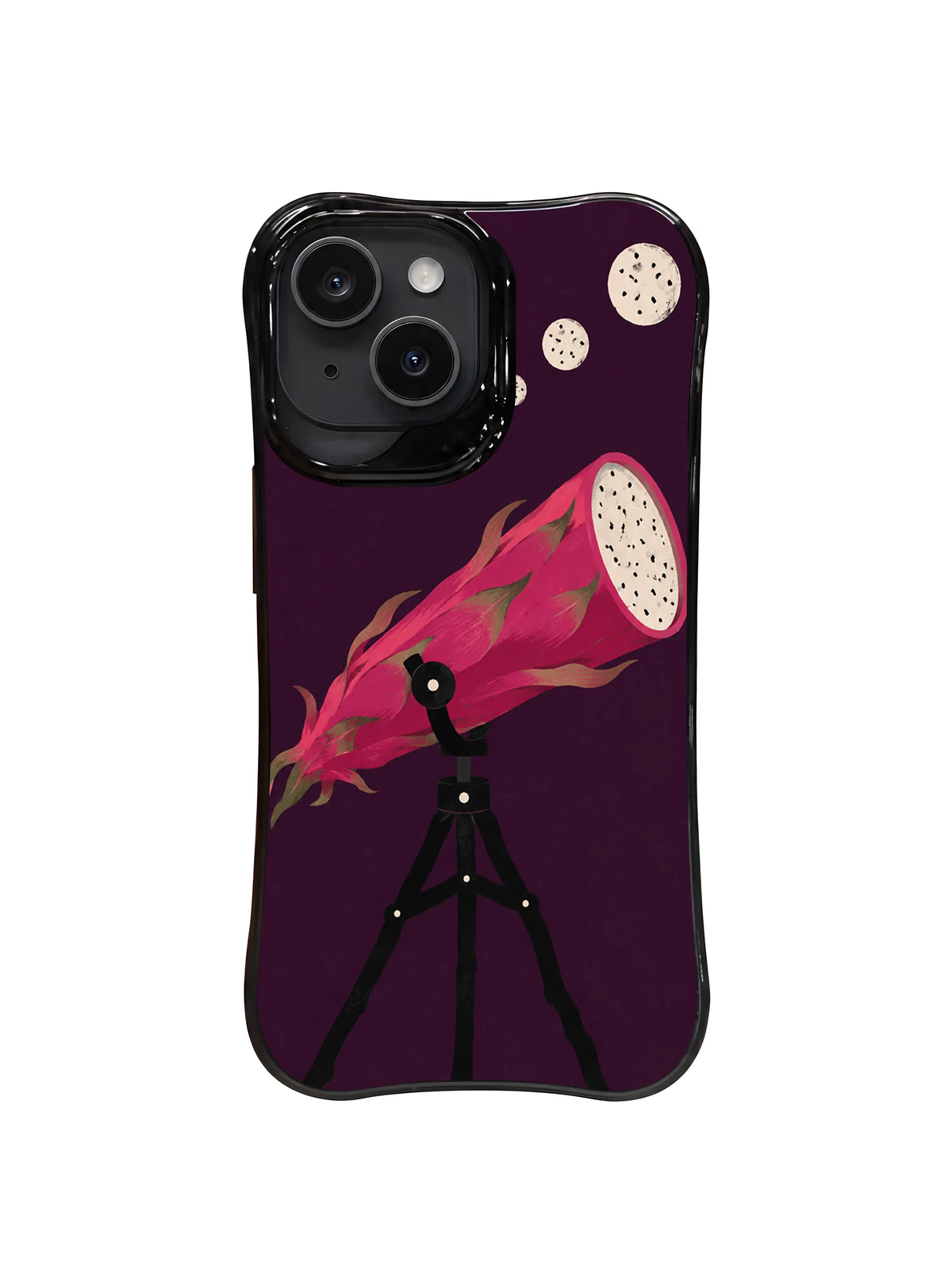 Dragon fruit telescope artwork pattern 4 on a black iPhone case