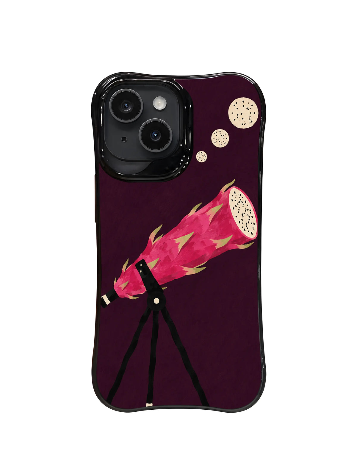 Dragon fruit telescope artwork pattern 5 on a black iPhone case