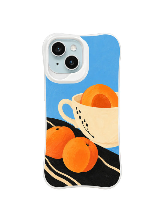 Apricot teacup tide artwork pattern 1 on a white iPhone case