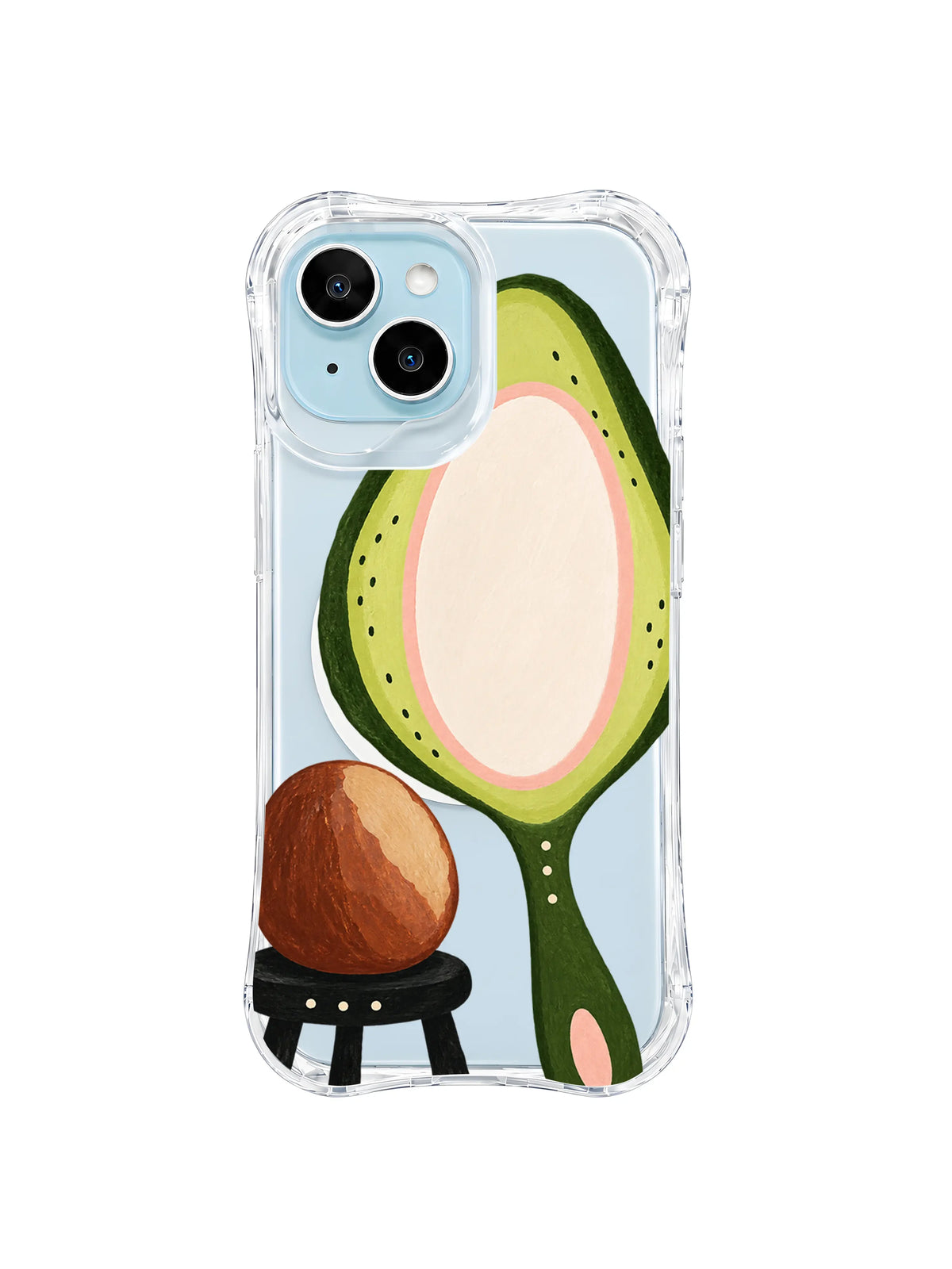 Avocado mirror pause artwork pattern 2 on a transparent iPhone case