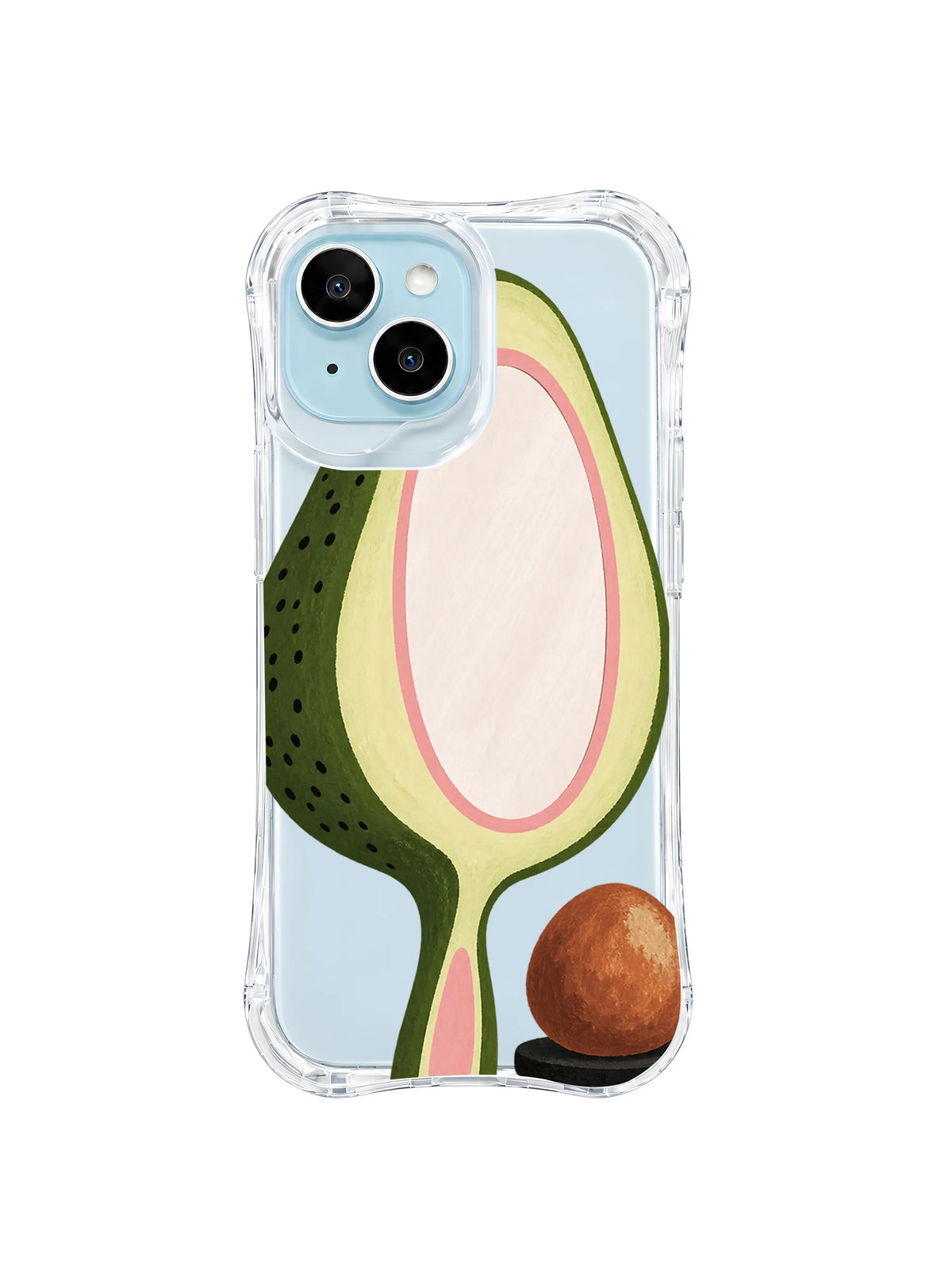 Avocado mirror pause artwork pattern 3 on a transparent iPhone case
