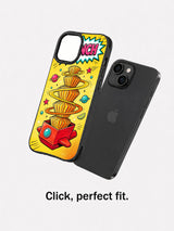 Cosmic Snack Comet: Illustrated case separated from a rear-facing phone.