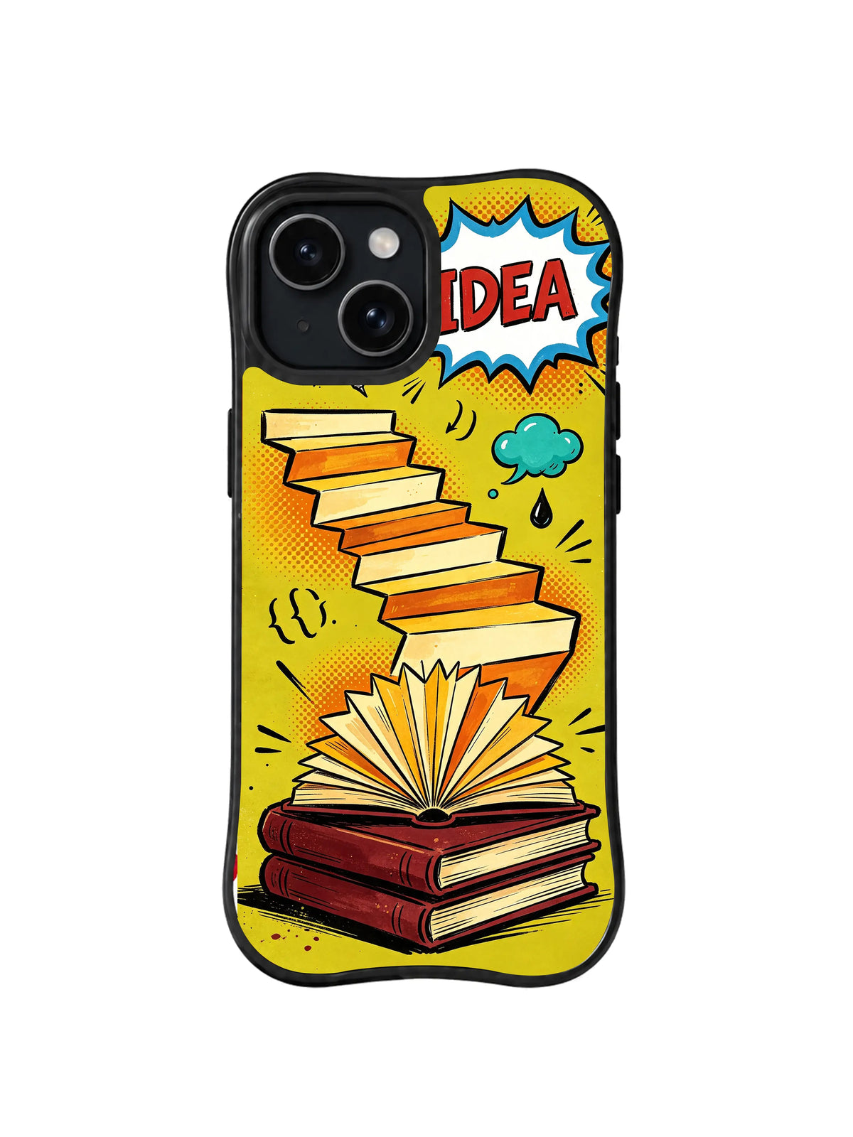 Idea Staircase / Midnight Study Path: Geniş zikzak yolun altında iki kitap ve alçak sayfa yelpazesi.