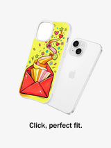 Love Letter Lift-Off: Illustrated case shown separately beside a phone.