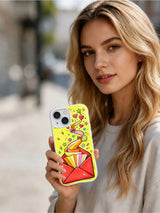 Love Letter Lift-Off: A person holds the illustrated case in an outdoor portrait.