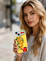 Garden Path in Motion: A person holds the illustrated case in an outdoor portrait.