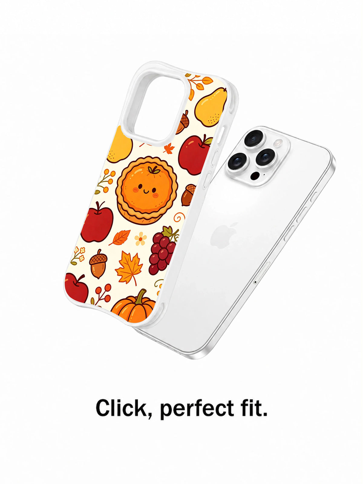 Crimson Apple Harvest: Telefonun yanında ayrı gösterilen desenli kılıf.