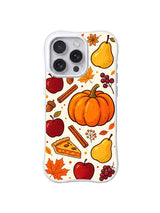 Crimson Apple Harvest / Pumpkin Apple Medley: Kırmızı elmalar, armutlar, tarçın ve küçük turta dilimiyle birlikte ortada iri turuncu balkabağı.