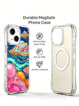 Cosmic Bubble Garden abstract iPhone 15 case product view