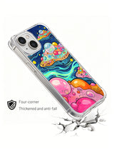 Cosmic Bubble Garden abstract iPhone 15 case lifestyle view