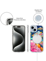 Cosmic Bubble Garden abstract iPhone 15 case camera detail