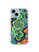Neon Microbe Spiral pattern iPhone 15 case