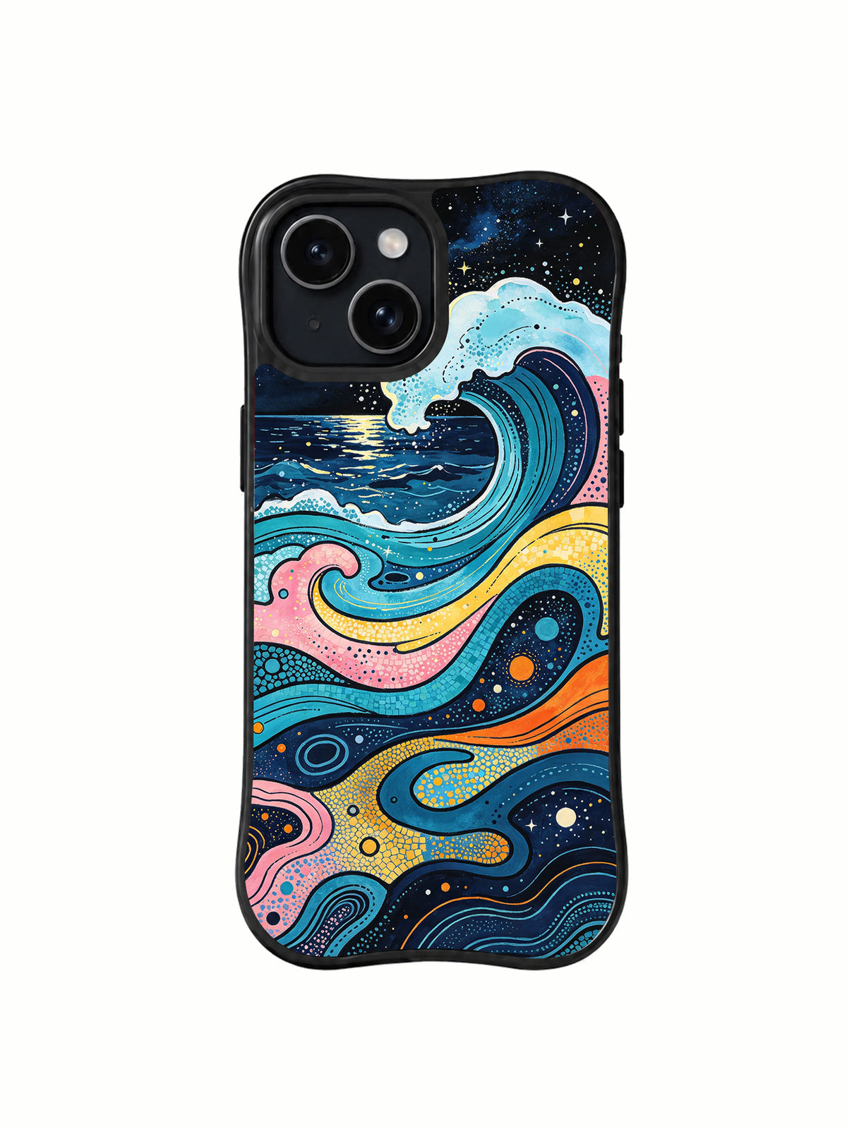 Moon Tide Mosaic iPhone 15 case front view