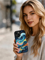 Moon Tide Mosaic iPhone 15 case art detail