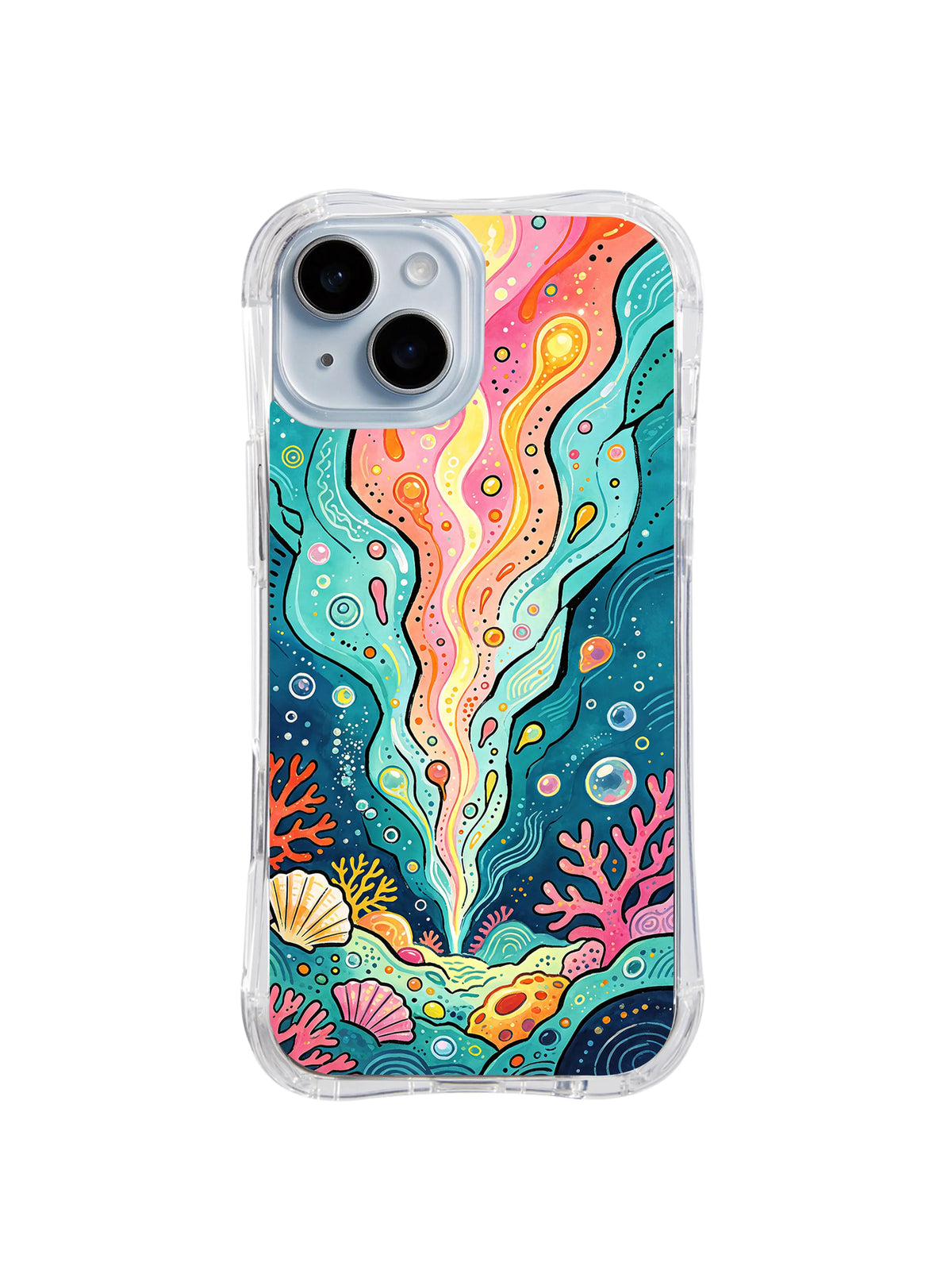 Luminous Ocean Cells pattern iPhone 15 case