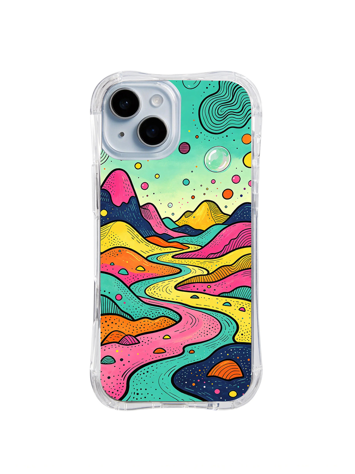 Neon Valley Passage pattern for Electric Dream Terrain iPhone 15 case