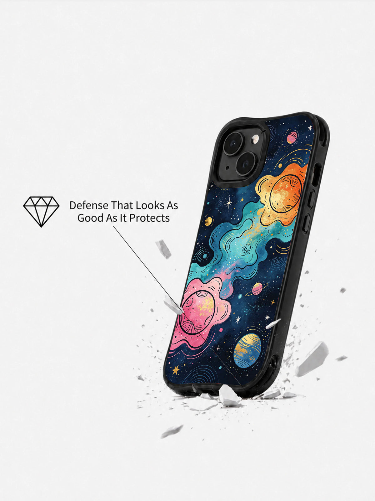 Midnight Color Galaxy iPhone 15 case angle