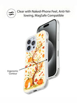 Autumn Candy Forest iPhone 14 Pro case shown with magnetic accessory