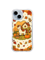 Autumn Pony Cottage pattern on a clear iPhone 14 case