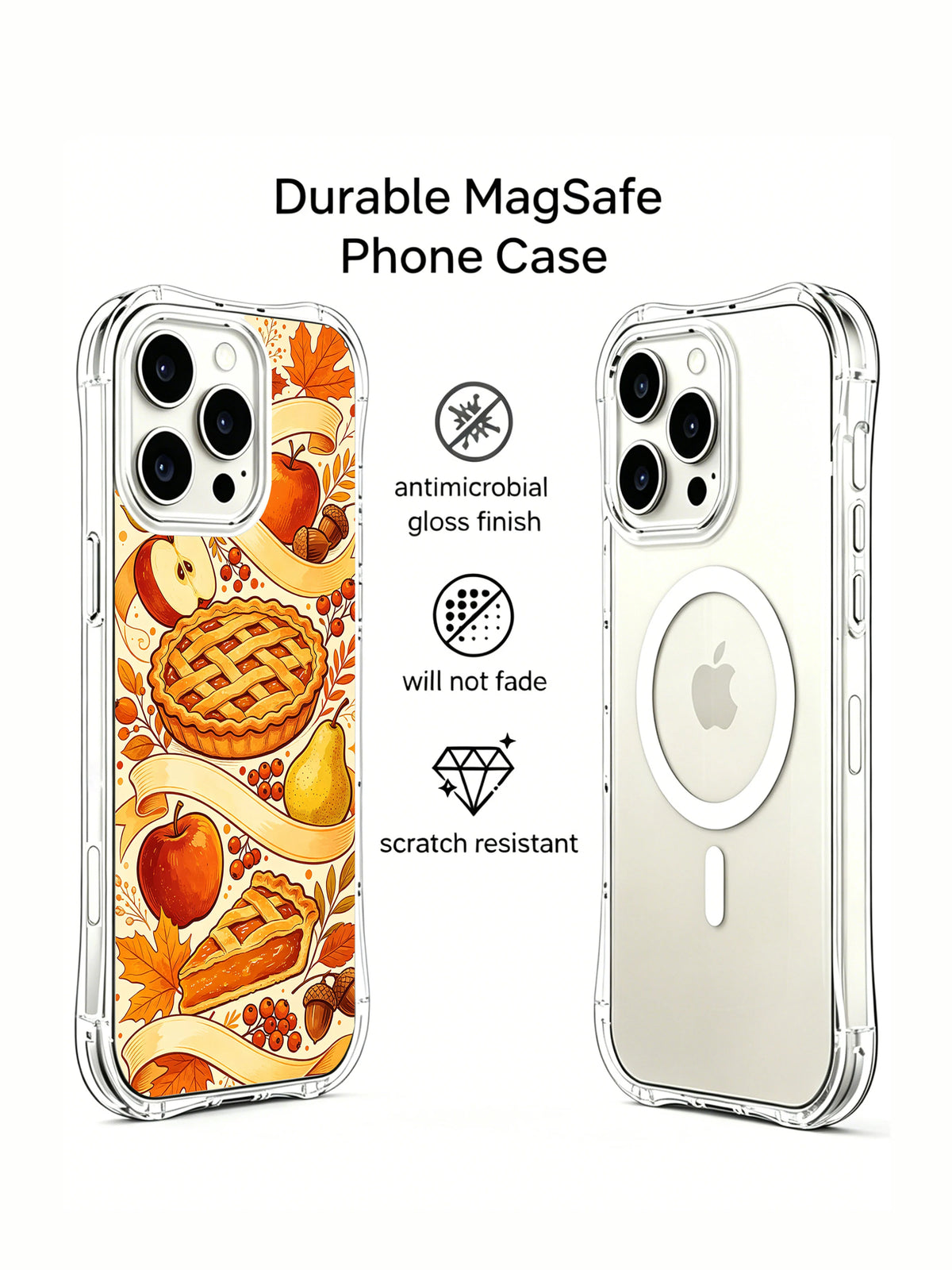 Autumn Ribbon Harvest: Illustrated case and a second rear phone view in a promotional layout.