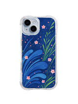 Cobalt Leaf Melody pattern iPhone 14 case