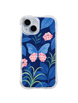 Blue Leaf Butterfly pattern iPhone 14 case