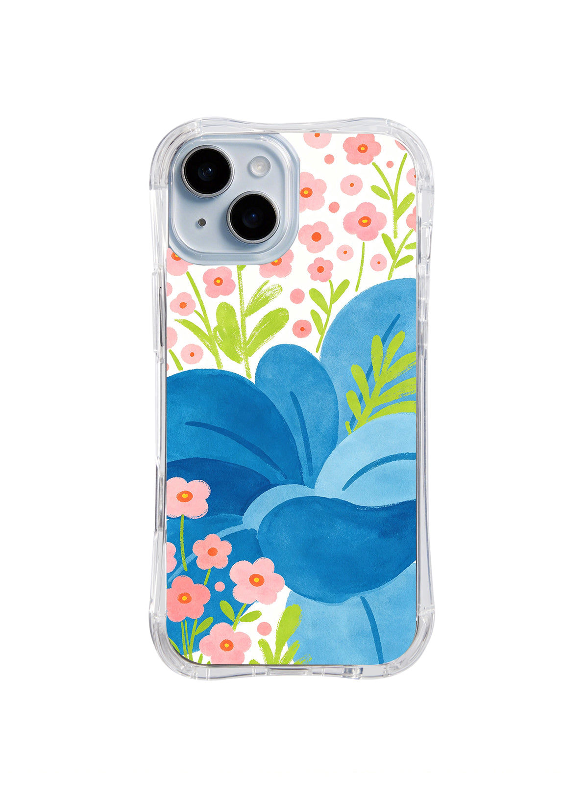 Midnight Blue Flower Hills pattern iPhone 14 case