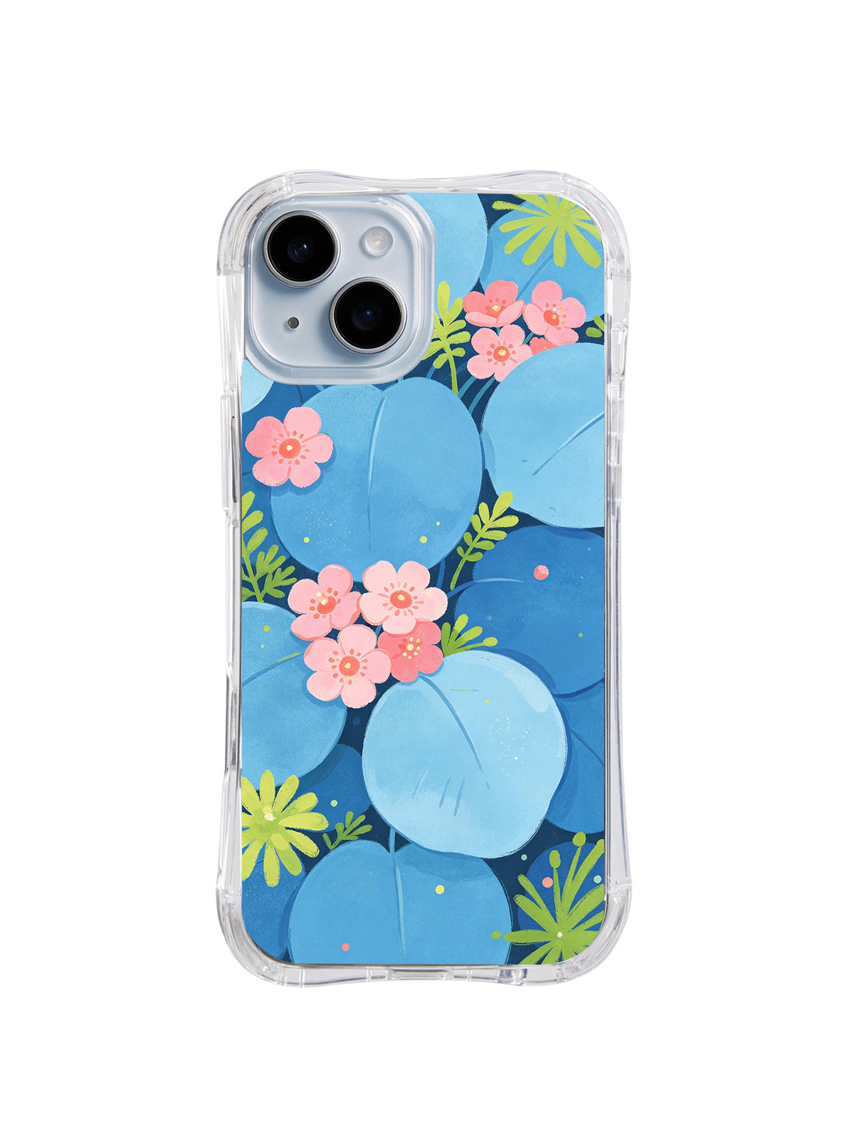 Blue Leaf Candy Meadow pattern iPhone 14 case