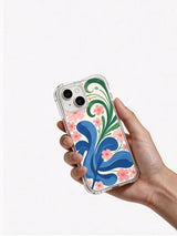 Garden Rhythm iPhone 14 case in hand
