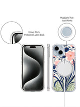 Midnight Blossom Sanctuary clear MagSafe iPhone 14 case