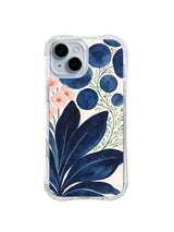 Moonlit Navy Leaves pattern iPhone 14 case