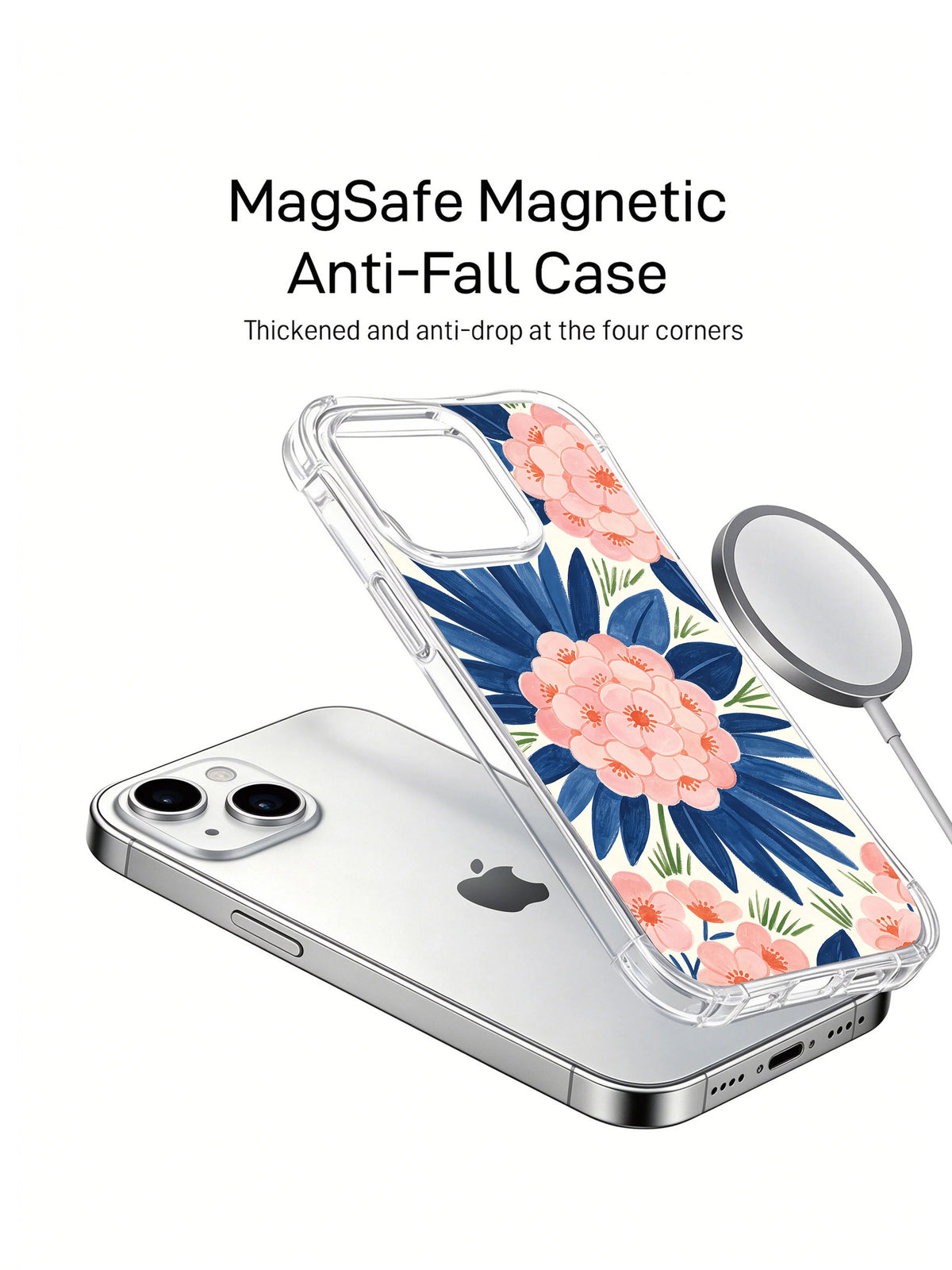 Coastal Blue Bloom Garden magnetic iPhone 14 case