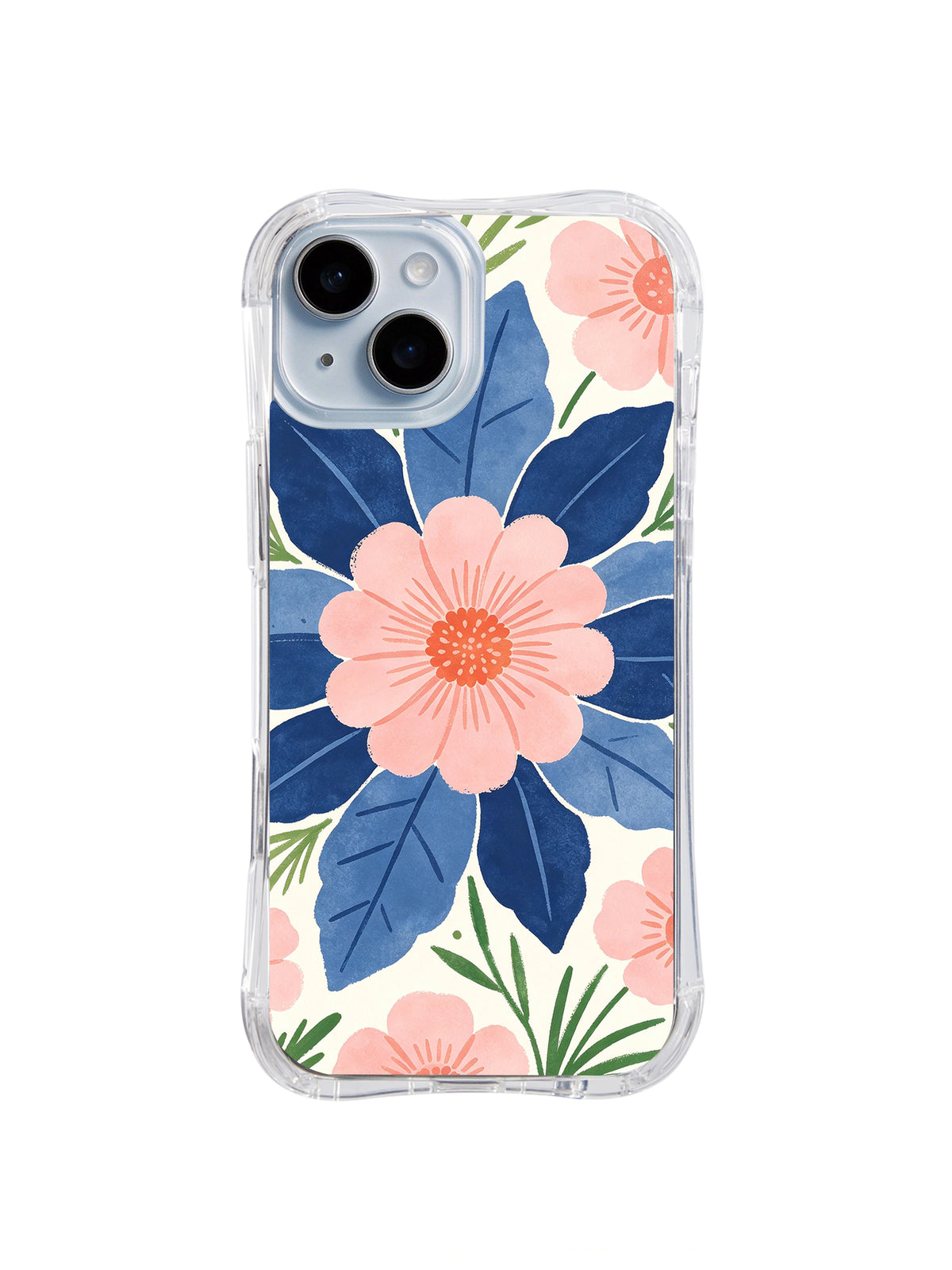 Blush Leaf Mosaic pattern iPhone 14 case