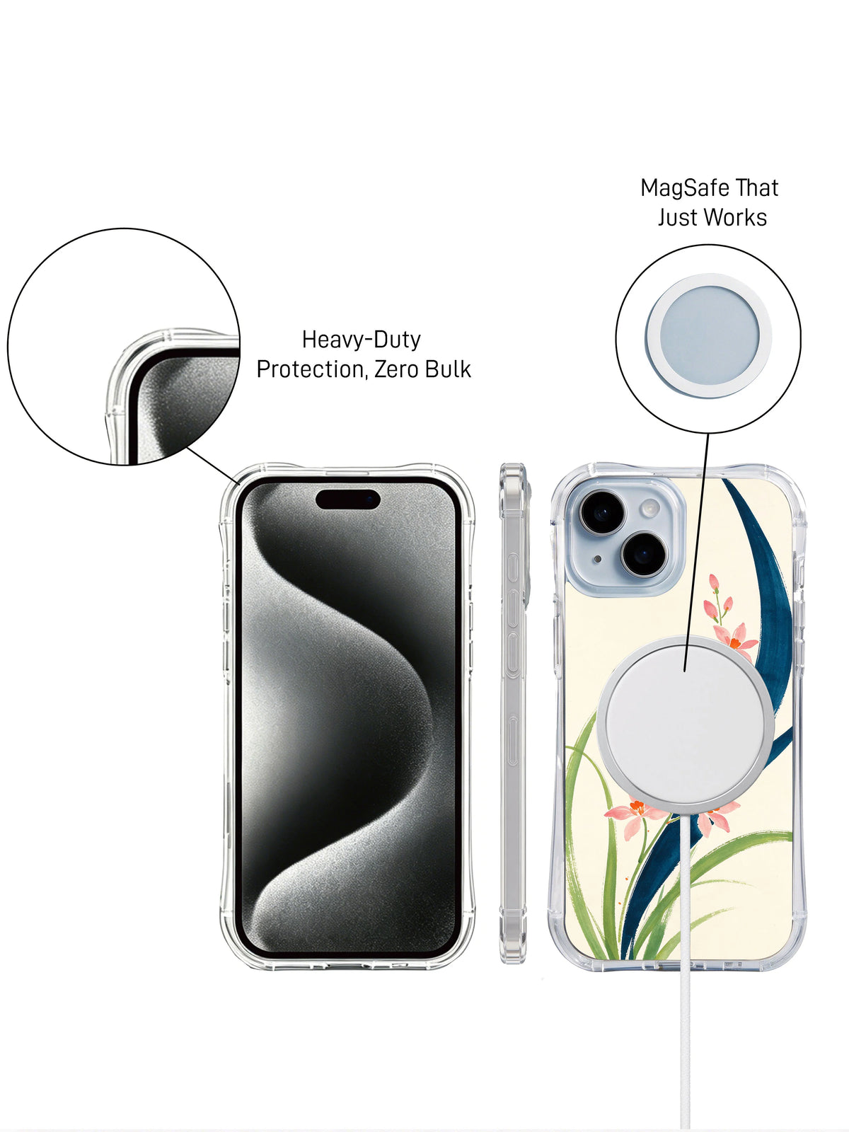 Pink Blossom River clear MagSafe iPhone 14 case