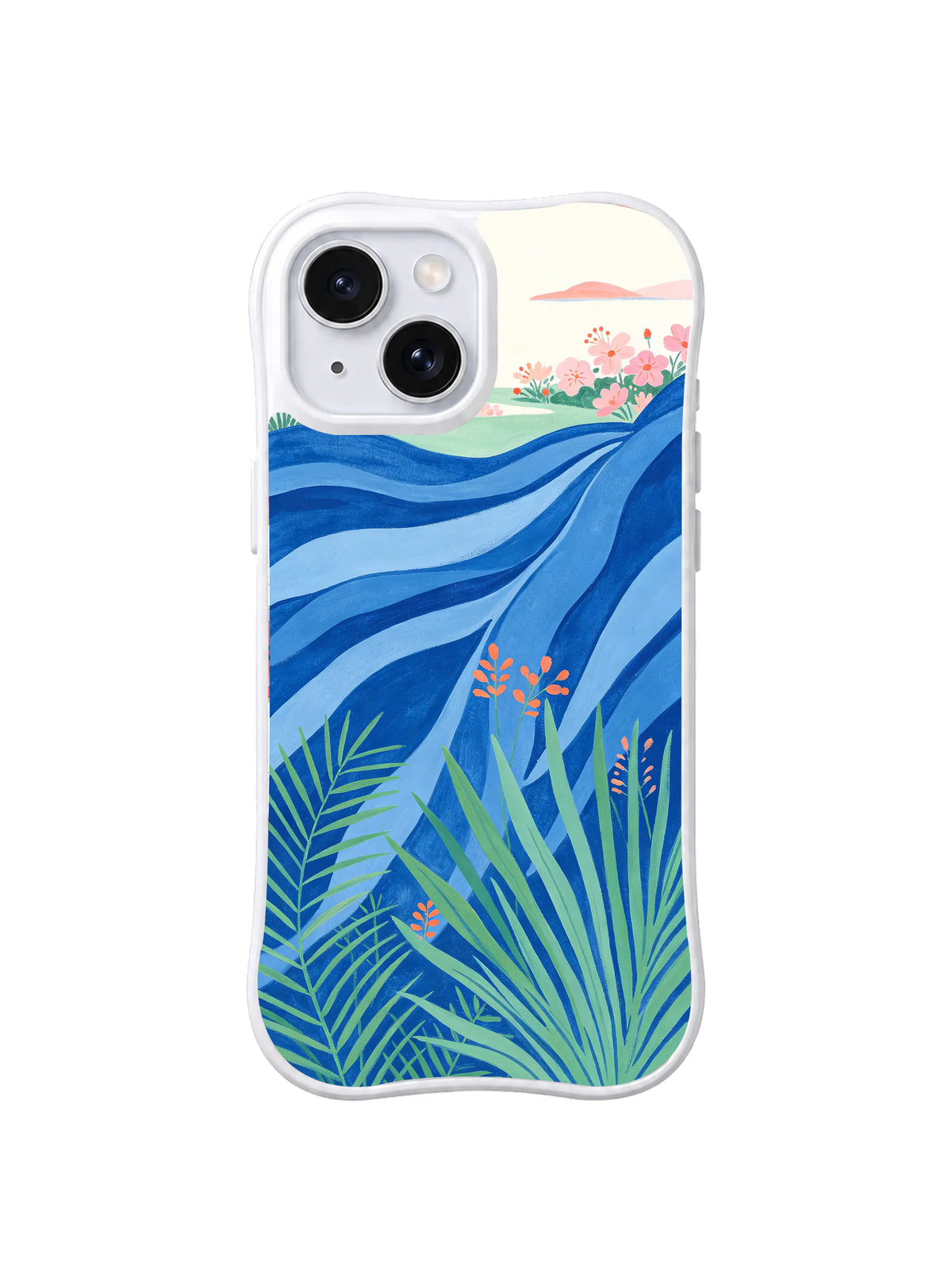 Blue Horizon Meadow pattern iPhone 14 case