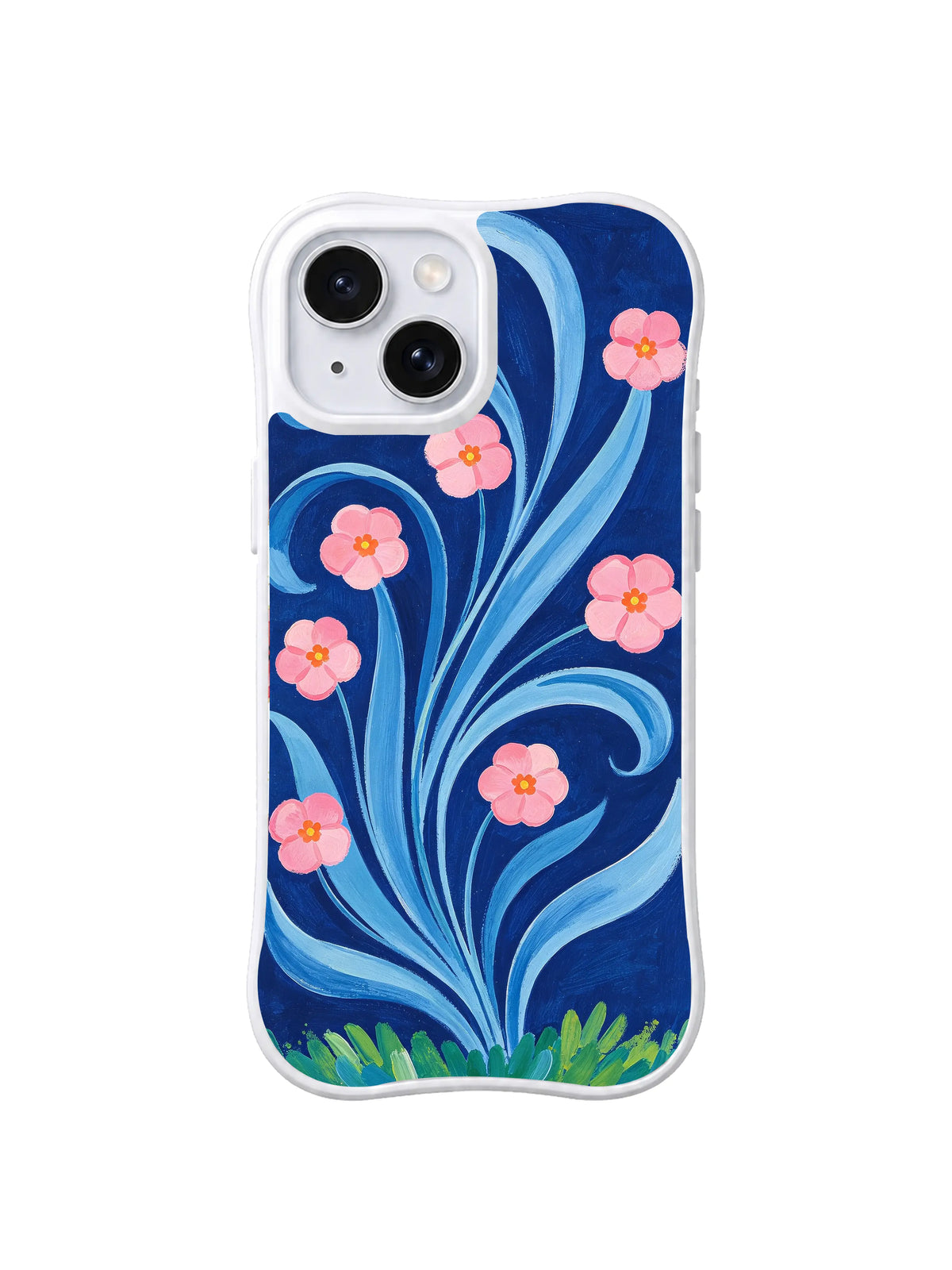 Blue Ribbon Flower Wind pattern iPhone 14 case