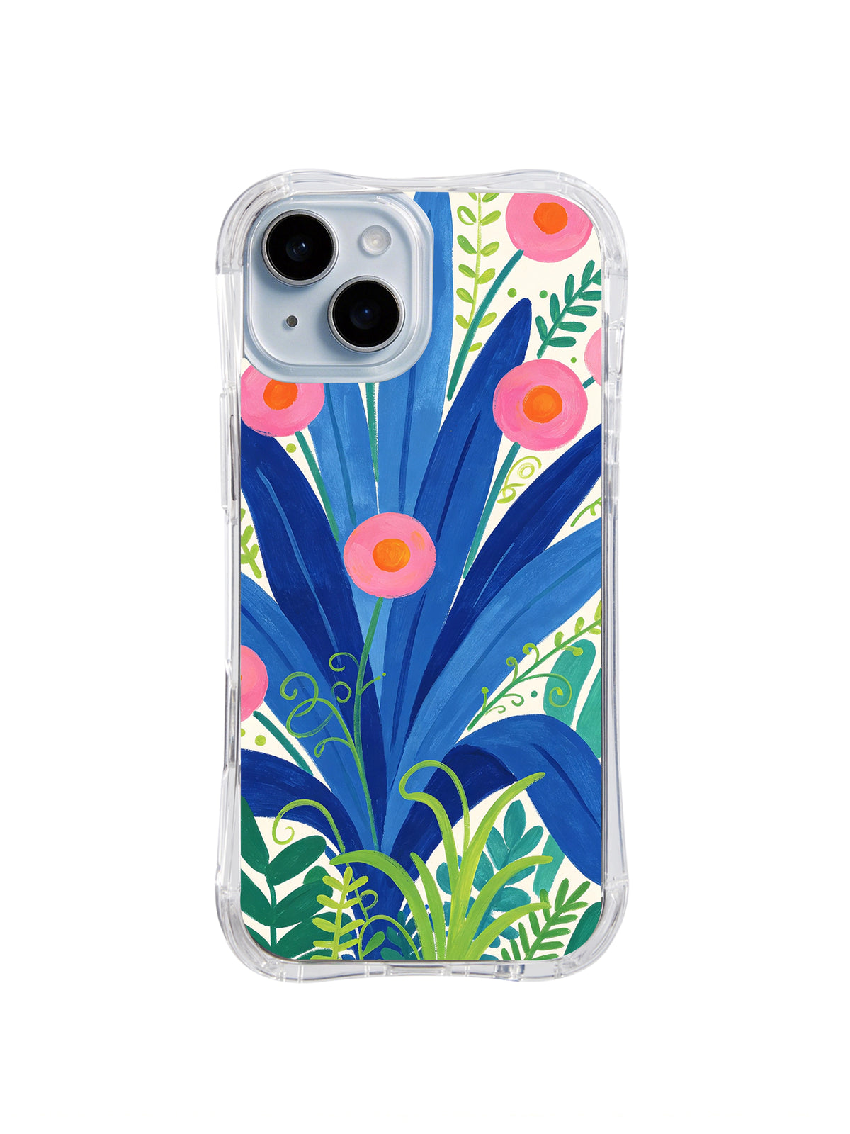 Blue Tulip Celebration pattern iPhone 14 case