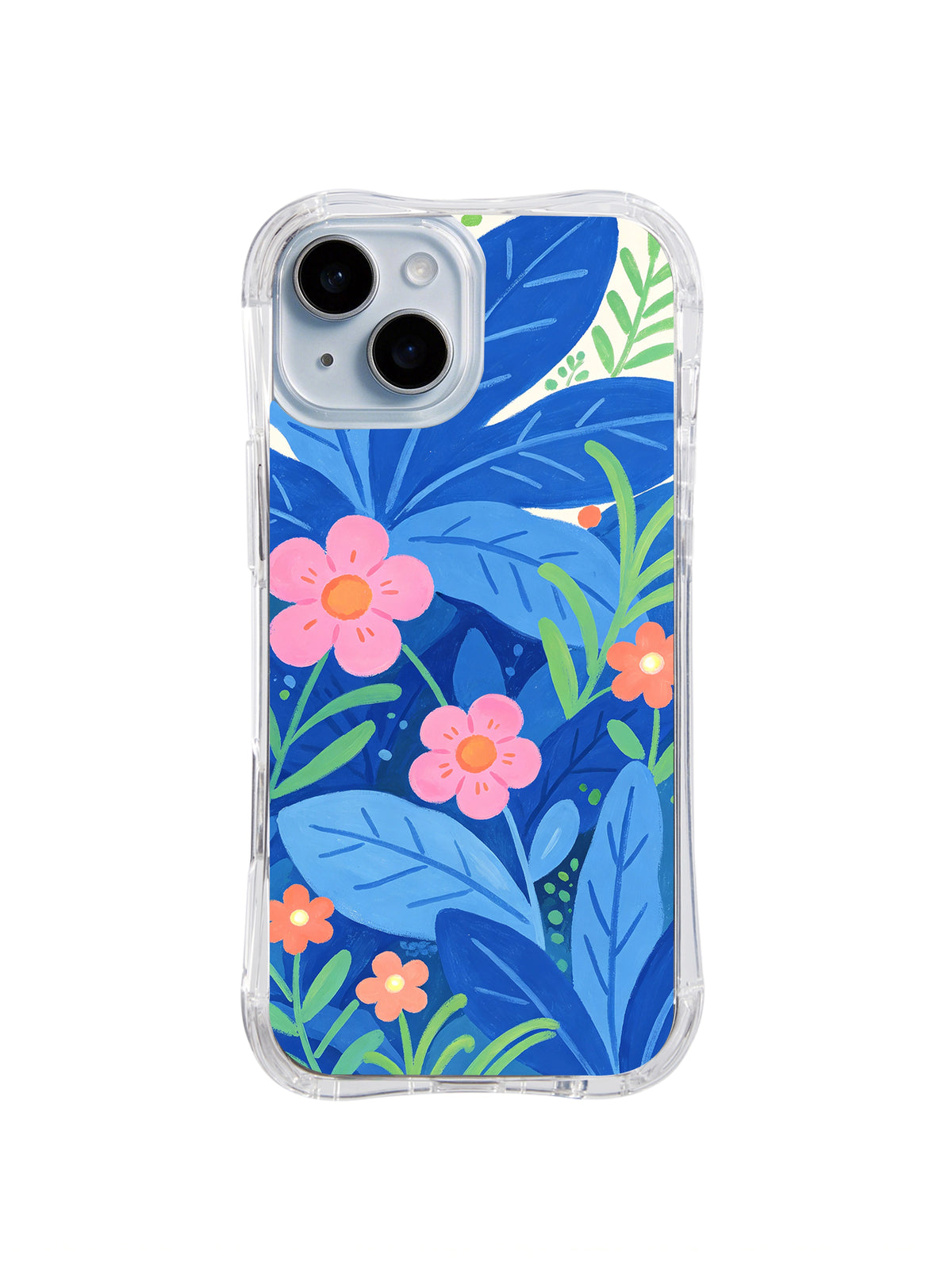 Blue Leaf Flower Dance pattern iPhone 14 case