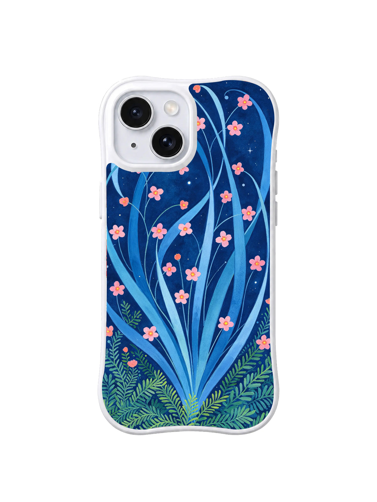 Brave Blue Flower Rise pattern iPhone 14 case