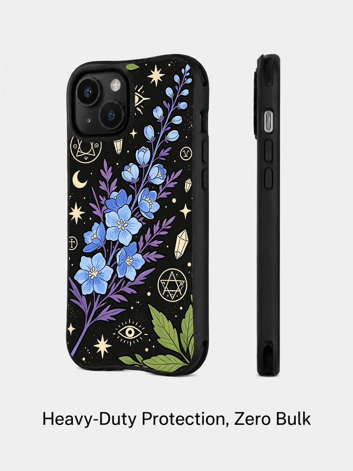Azure Witch Botanica iPhone 15 Plus case detail
