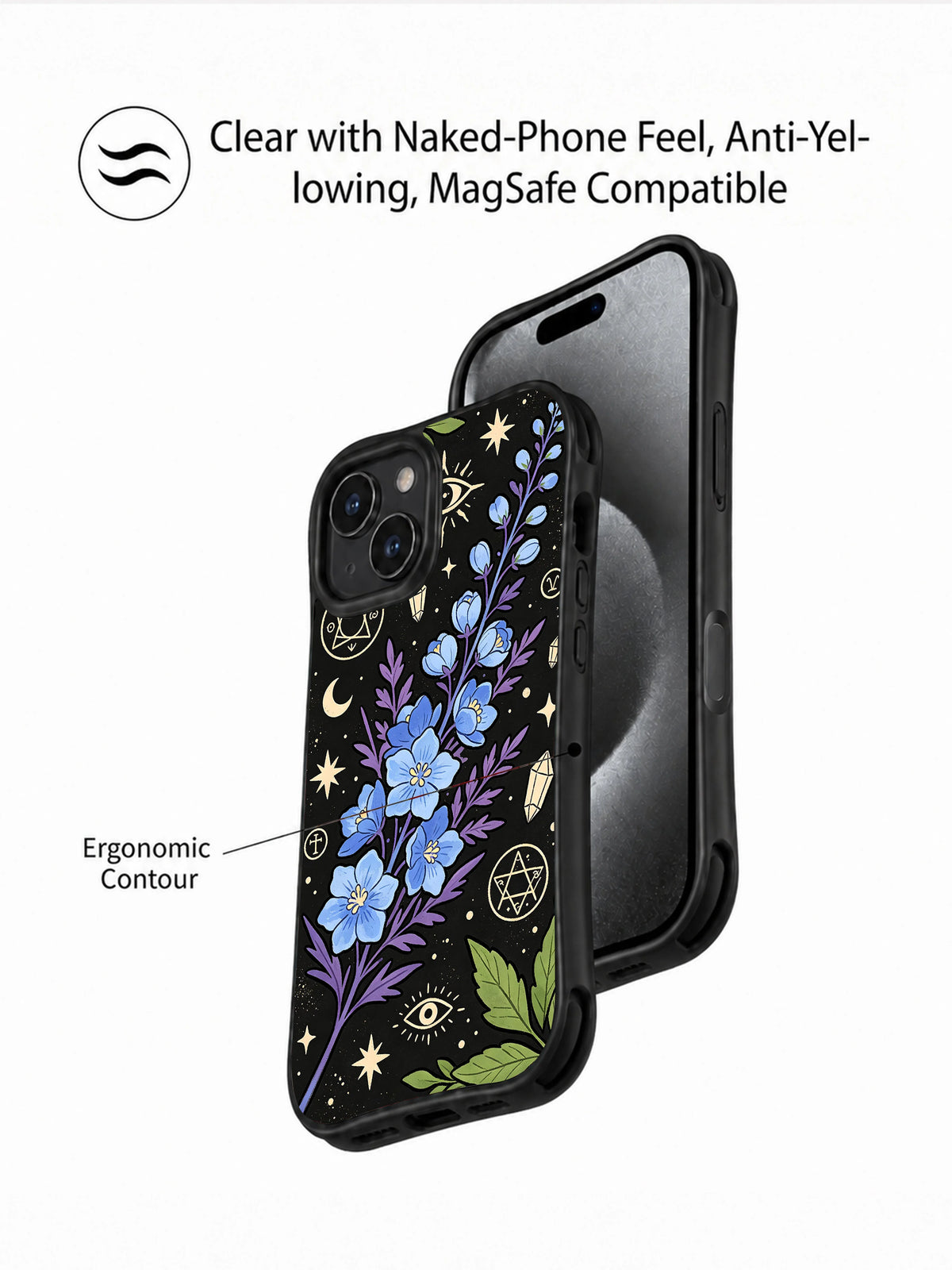Azure Witch Botanica iPhone case features