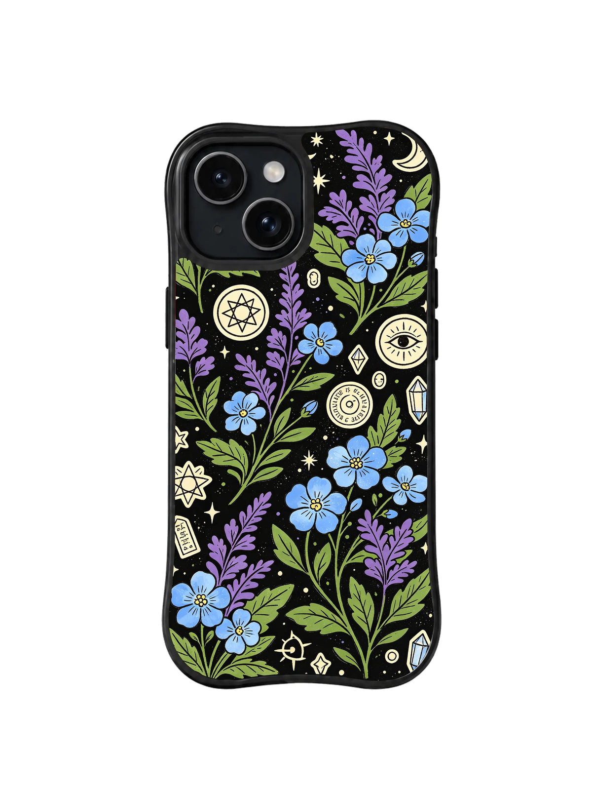 Enchanted Herbarium Night pattern iPhone 15 Plus case