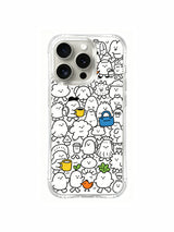 Bag and coffee cup carrying busy city monster doodle iPhone 15 pro Case, personalized modifiable phone casing offered by PhoneCasing, fun illustrated daily-use phone cover.