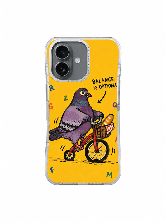 Balance Is Optional pigeon bicycle artwork — Uneven-Wheel Bread Ride